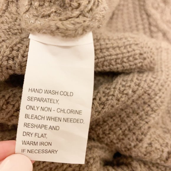 Jeanne Pierre Long Sleeve Cowl Neck Cable Knit Sweater Brown Small - Picture 7 of 7